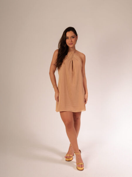 Vestido Nivea Bege Lurex PE
