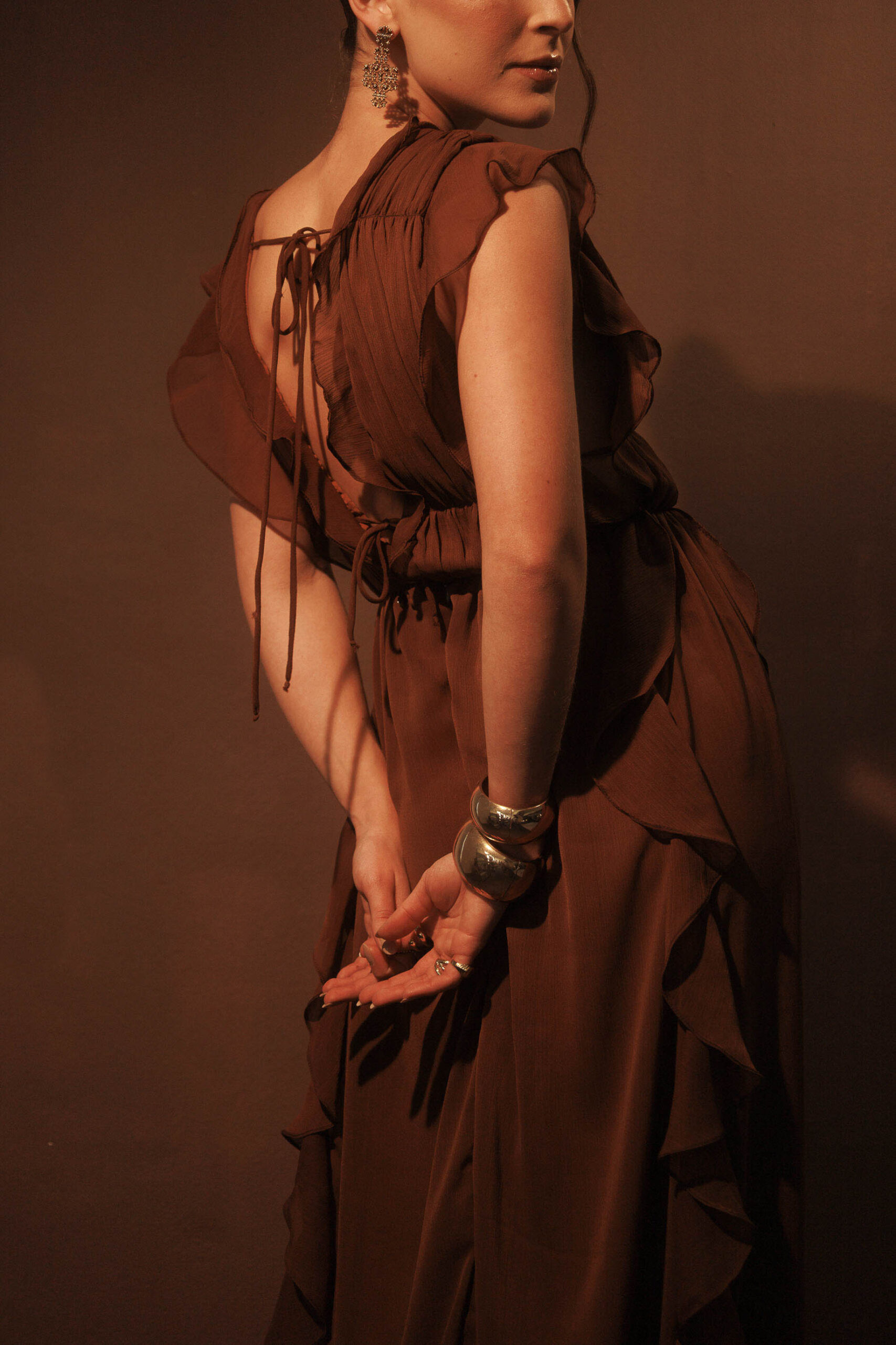 Vestido Babados Marrom - Imagem 5