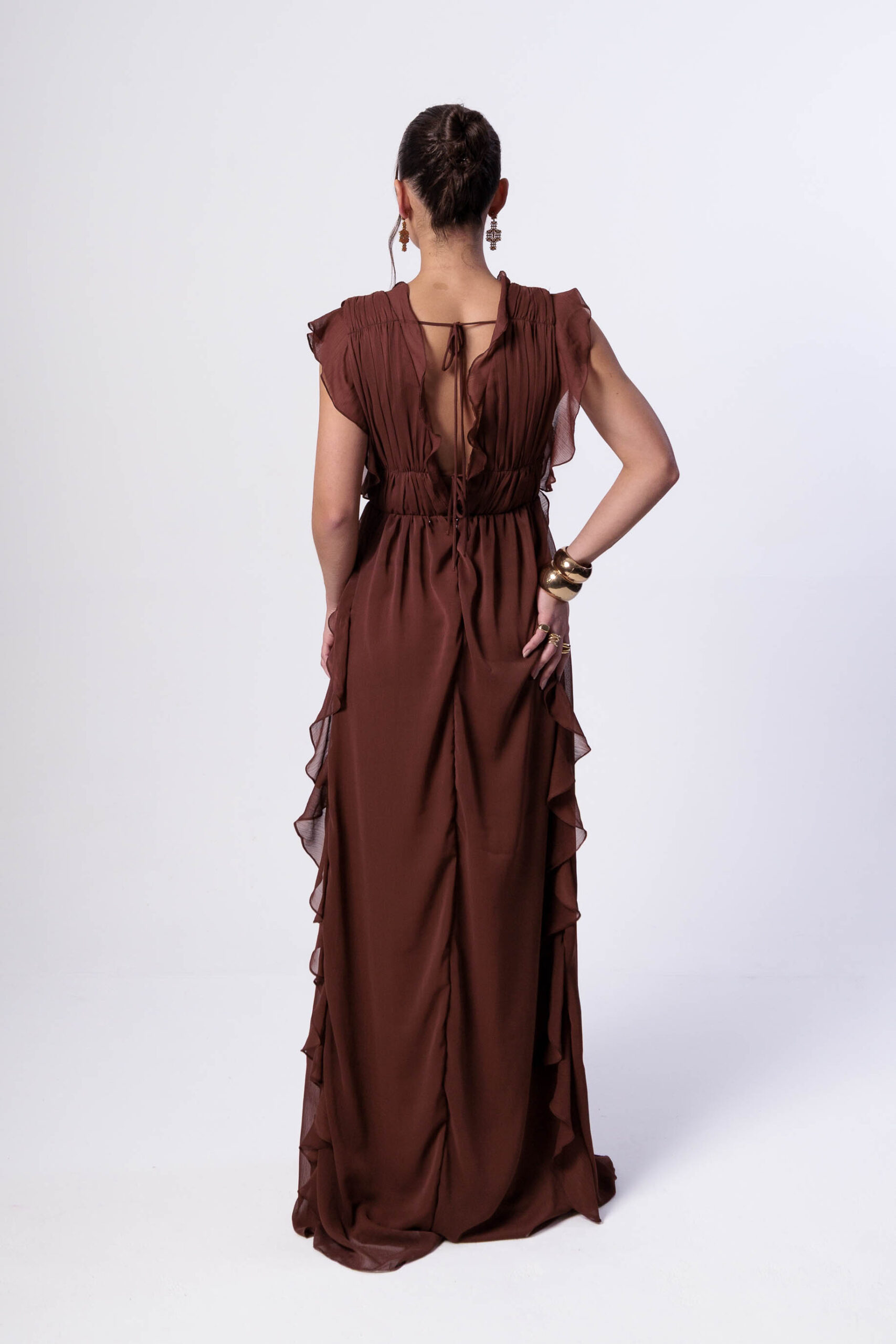Vestido Babados Marrom - Imagem 3