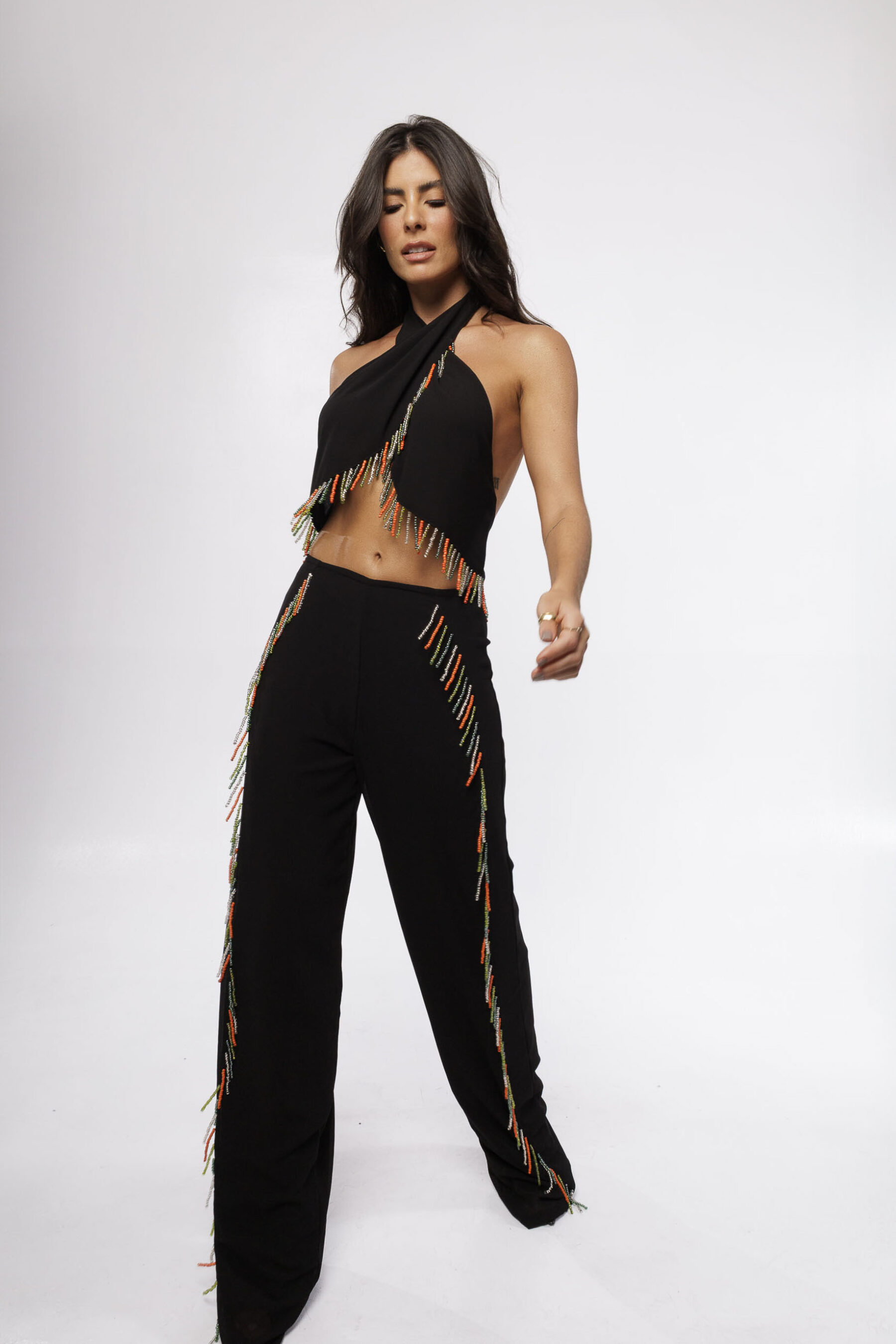 Calça Bordada com Franjas de Miçangas – PE